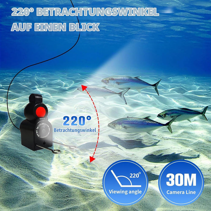 Fischfinder, Unterwasserkamera Angeln, Fish Finder Kamera IP68 Wasserdicht Unterwasser Kamera, 5000m