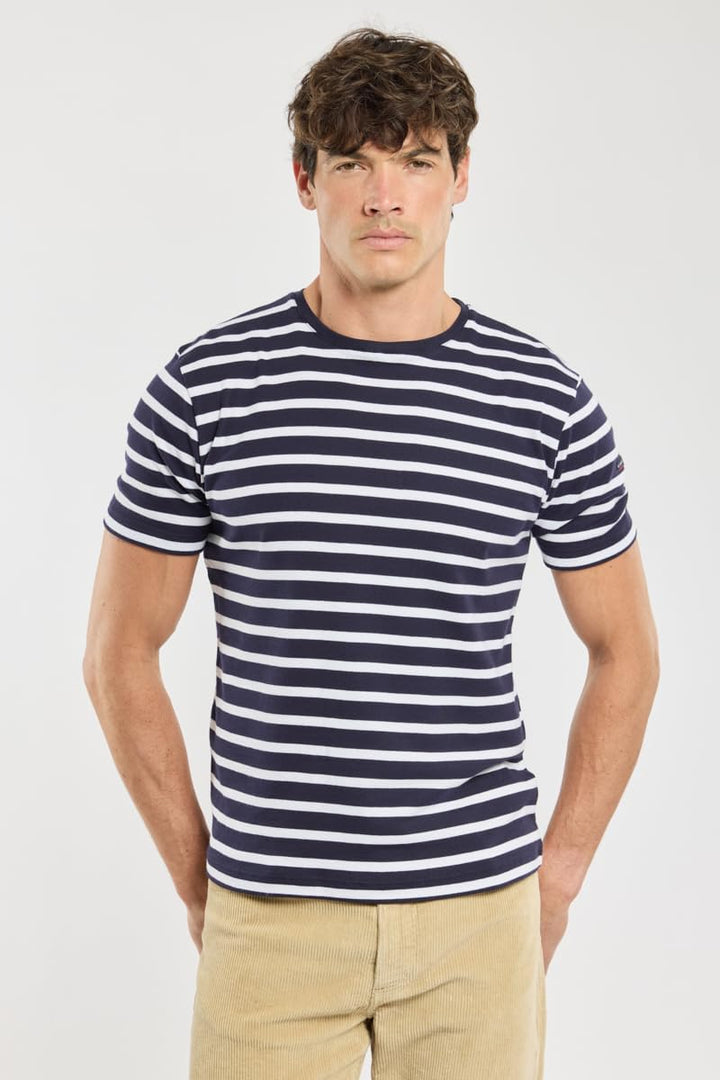 Armor Lux Herren Kurzarm Shirt im Marine-Stil Morgat aus Baumwolle T-Shirt S Mehrfarbig (Navire/Blan