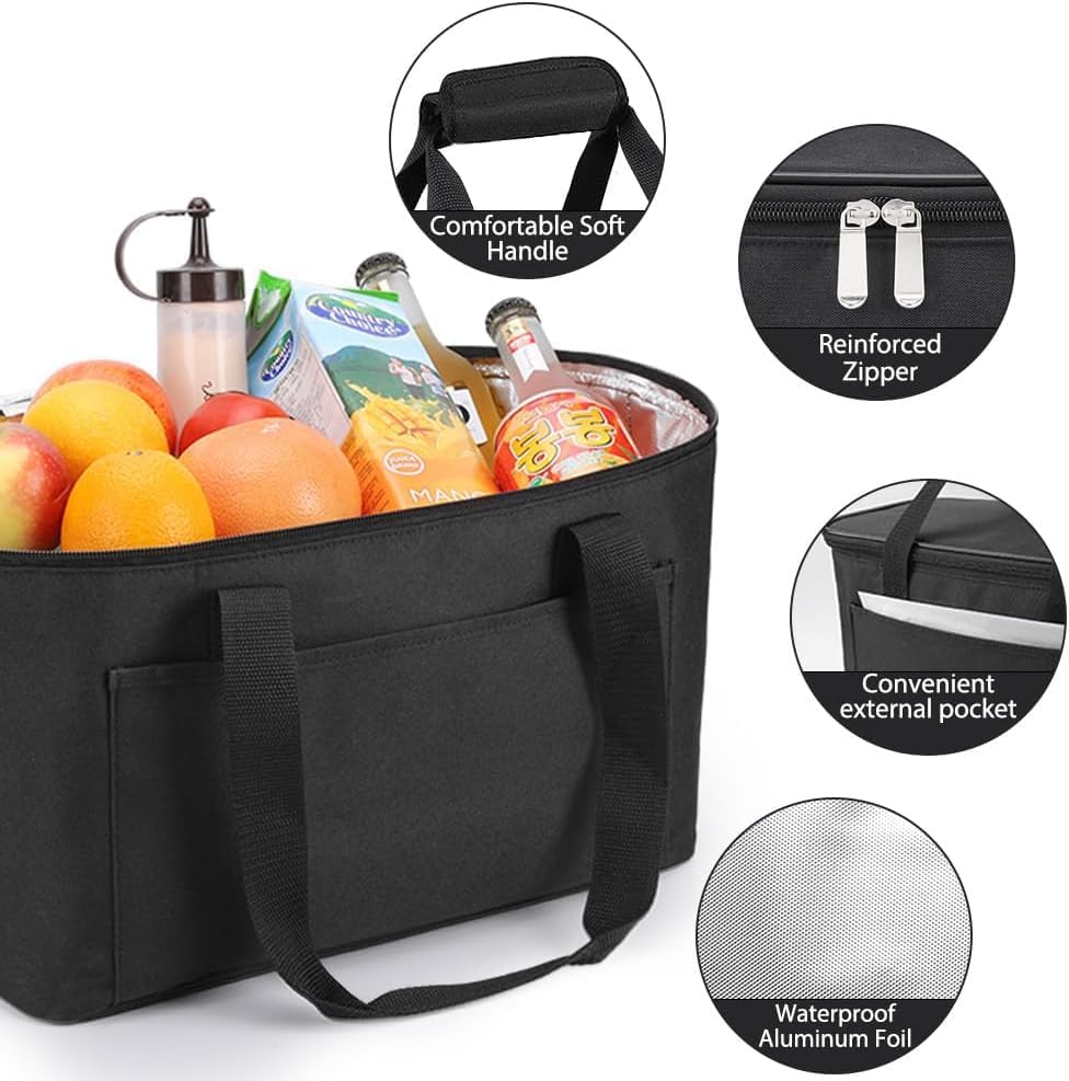 25L Kühltasche Einkaufskorb Faltbar Picknicktasche Gross Isoliert Lunchtasche Thermotasche Wasserdic