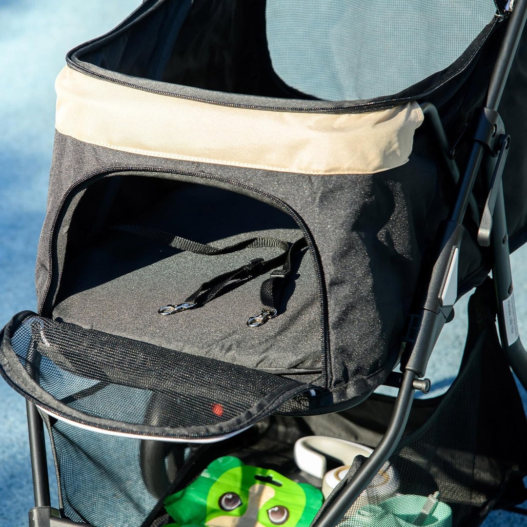 PawHut Hundewagen 2 in 1 Hundebuggy klappbar für Hunde &amp; Katzen bis 10 kg Katzenbuggy mit Kissen Net