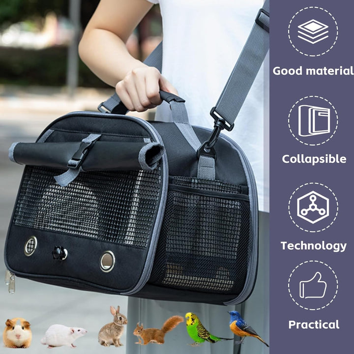 Transportbox Kleintiere, 35×23×25cm Faltbare Atmungsaktiv Transporttasche, Haustier-Tragetasche mit
