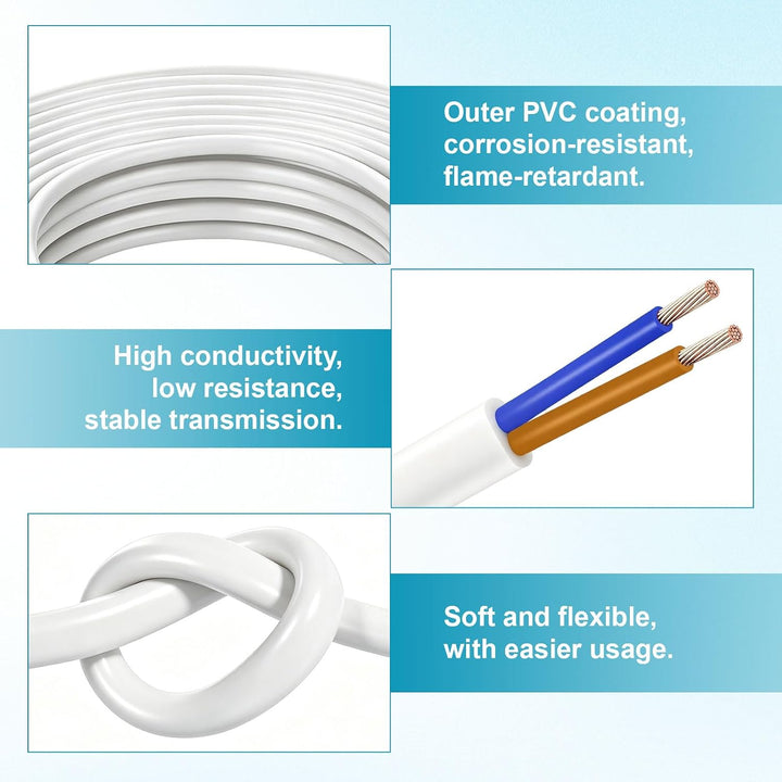 Elektrischer Draht 2 Adrig Kabel 2×0,75mm² 10M 18AWG 300V/500V Kupferdraht Weiss - 2×0,75mm², Weiss