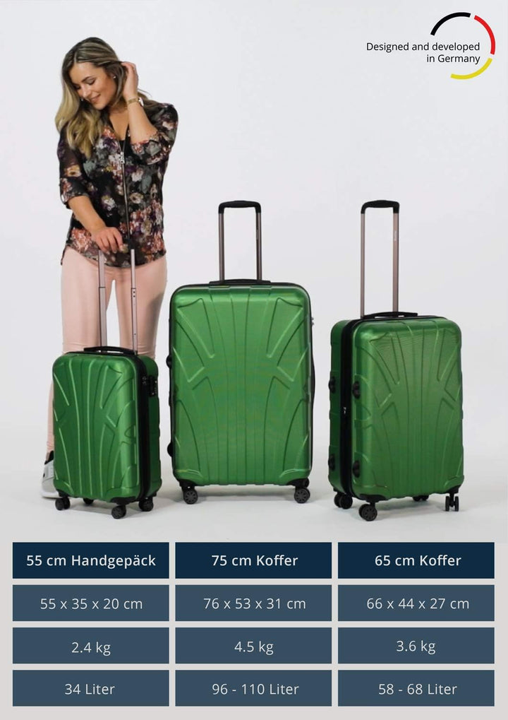suitline - Handgepäck Hartschalen-Koffer Koffer Trolley Rollkoffer Reisekoffer, TSA, 55 cm, ca. 34 L