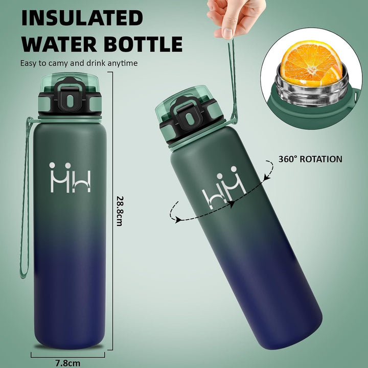 Trinkflasche Edelstahl 1l - Trinkflasche Edelstahl - Trinkflasche Sport - Leicht zu Reinigen - Isoli
