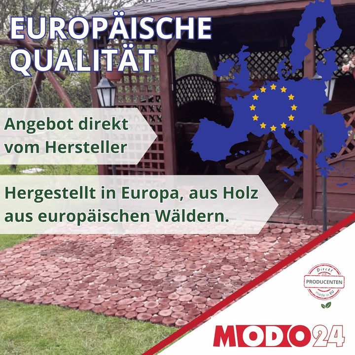 Gehweg Gartenweg aus Holz, 2 Module, Gartentritt, Trittplatten, Holzscheibe, Holzscheiben, Weg Holzp