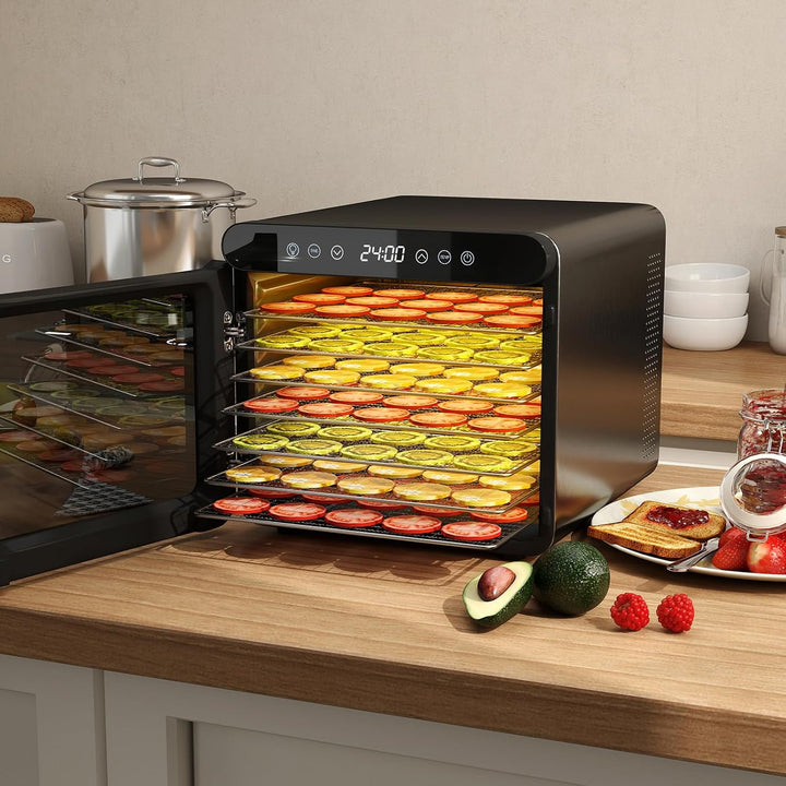 COSTWAY 600W Dörrautomat mit 7 Edelstahl-Schalen, Dörrgerät mit 24H Timer & 30-75℃ Temperatur,Trockn