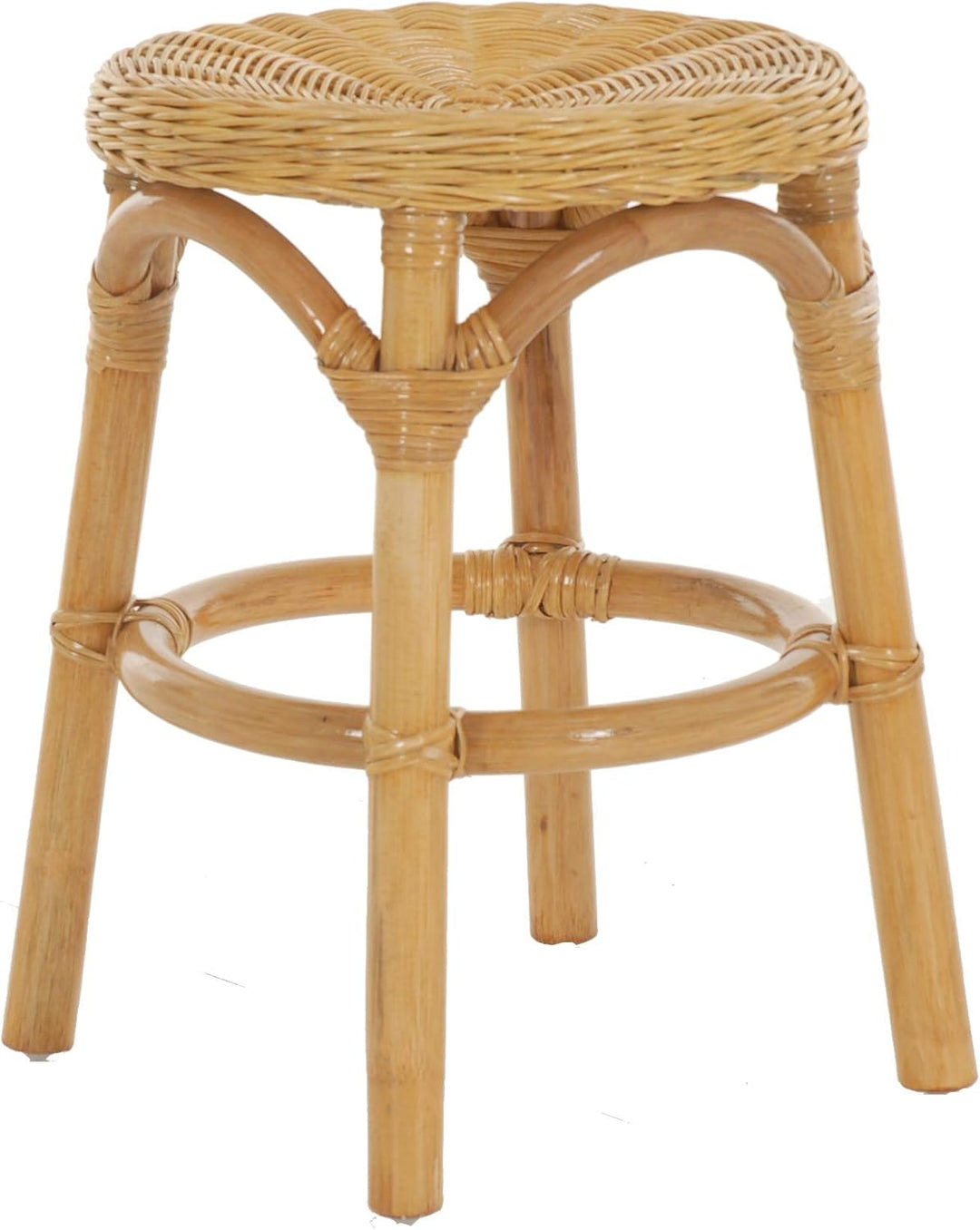 Hocker aus natürlichem Rattan/Rattanhocker Rund/Beistell-Hocker/Schemel Badhocker (Honig) Terracotta