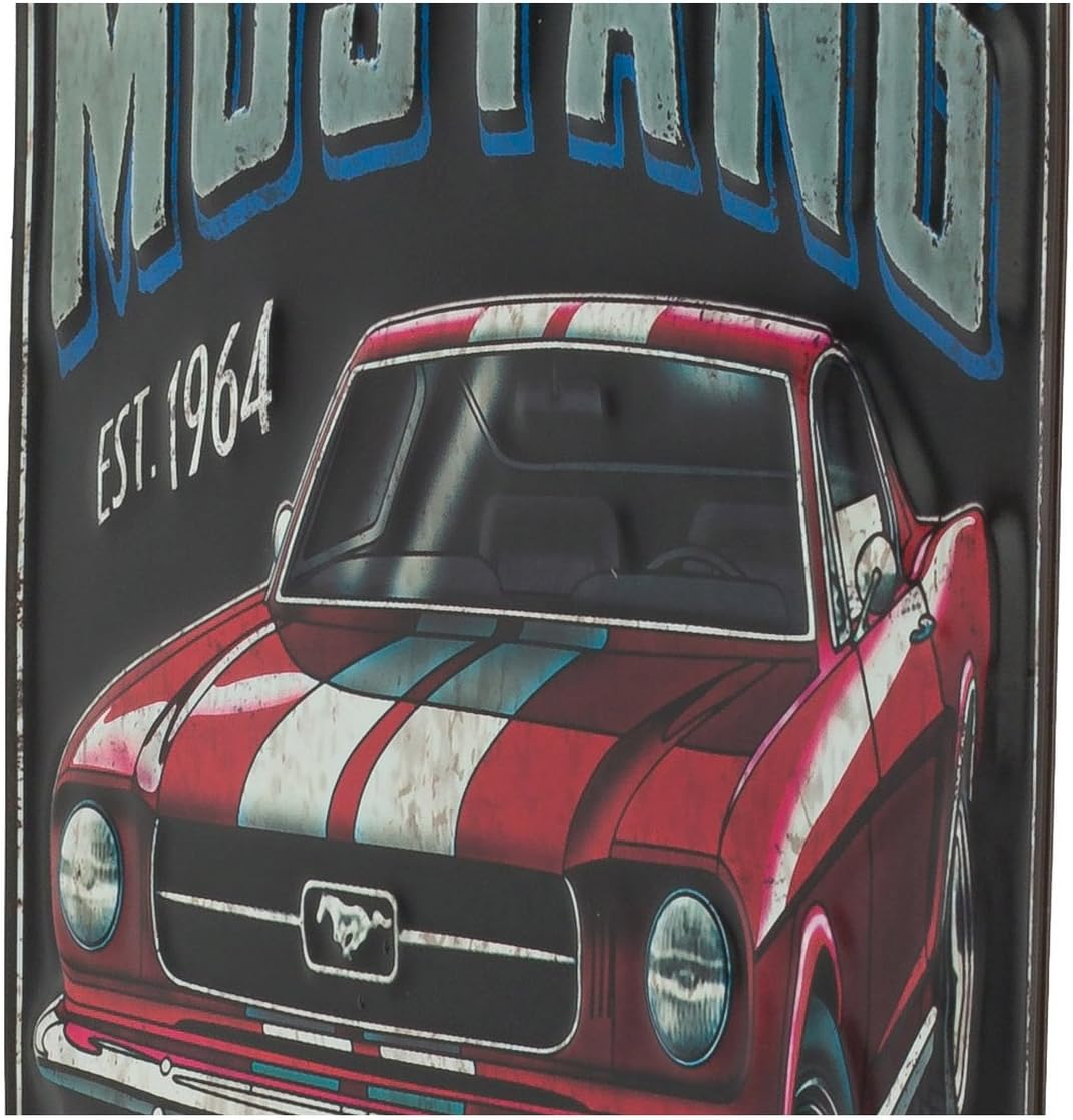 Open Road Brands Ford Classic '66 Mustang Blechschild mit Prägung schwarz/red, schwarz/red