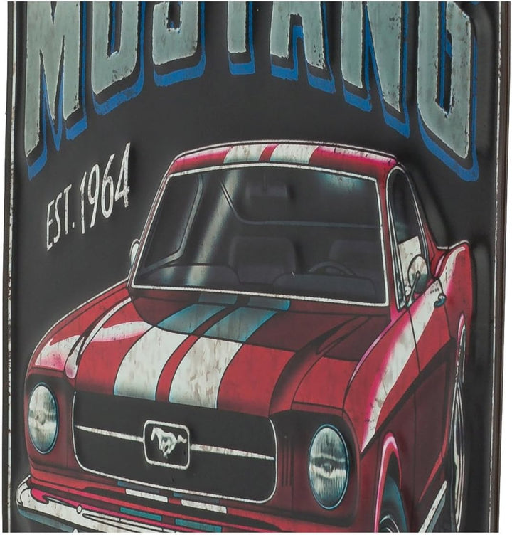 Open Road Brands Ford Classic '66 Mustang Blechschild mit Prägung schwarz/red, schwarz/red