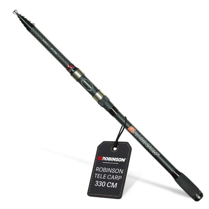 Robinson Angelrute - Teleskoprute Karbon - Kompaktes Transportmass - Robuste Ringe - Rutschfester Ro