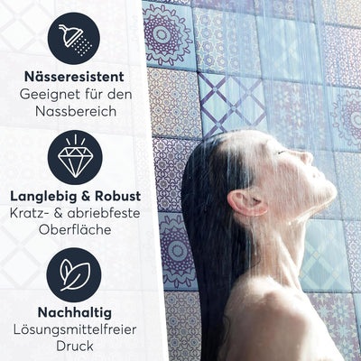 20 Stück Fliesenfolie für Bad und Küche 20x20 cm - Mosaikfliesen, Fliesensticker - selbstklebende Fl
