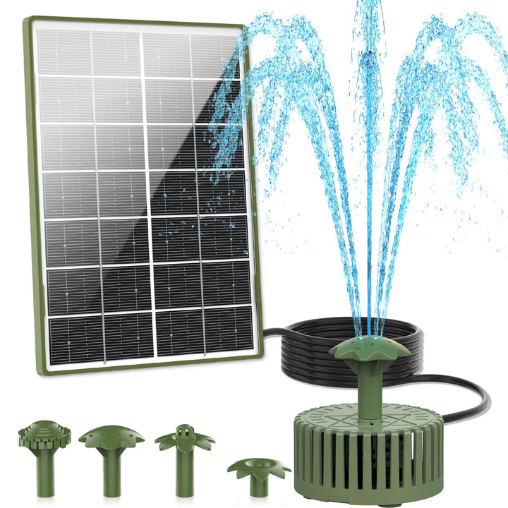 AISITIN Solar Springbrunnen für Aussen, 4,5W Dunkelgrün Solar Fontäne Pumpe mit Verschiedene Sprüh E