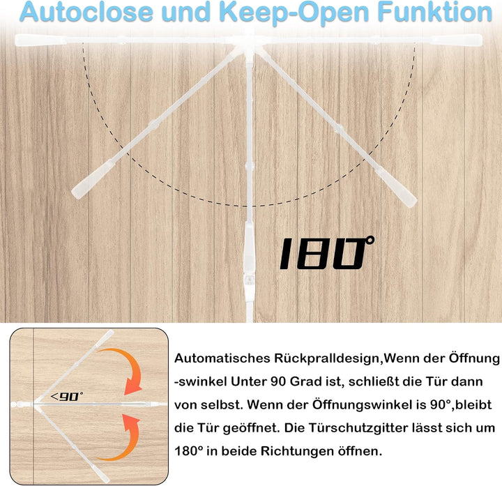 Türschutzgitter Ohne Bohren Treppengitter für Kinder 95-105cm breit, Auto-Close Baby Türgitter Trepp
