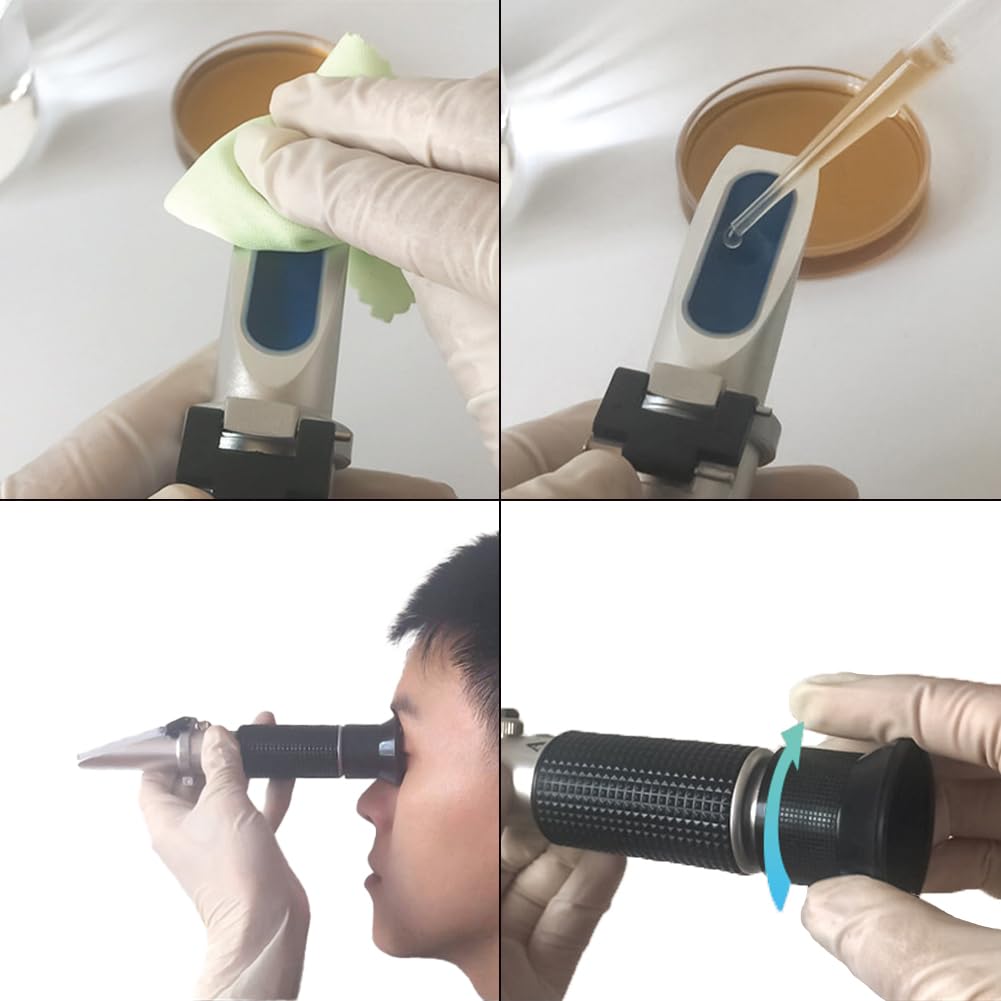 Brix Refraktometer 0-90%,Handrefraktometer für Zucker Messgerät mit ATC | Profi Zuckerstufenmesser f