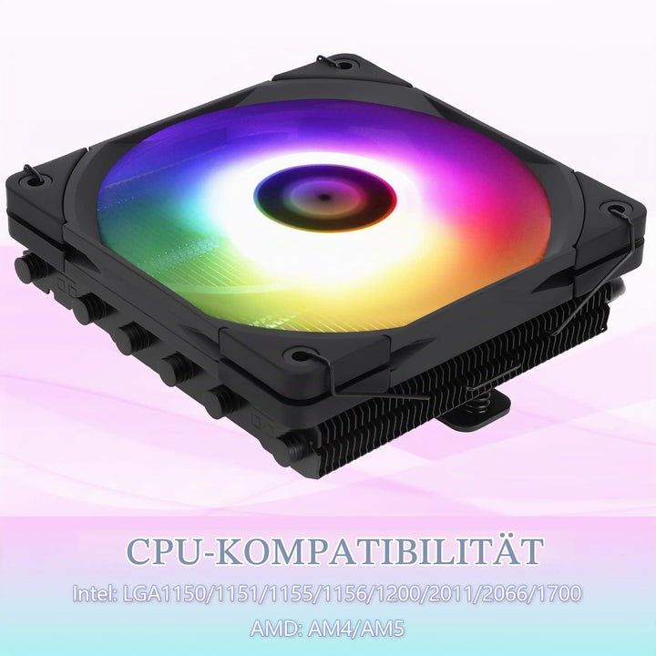 Thermalright AXP120-X67 BLACK ARGB Low-Profile-CPU-Luftkühler mit recht 120-mm-TL-C12015B-S PWM-Lüft