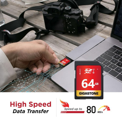 Gigastone 64GB SDXC Speicherkarte 5er-Pack, UHS-I U1 Klasse 10, bis zu 80 MB/Sek. für Digitalkameras