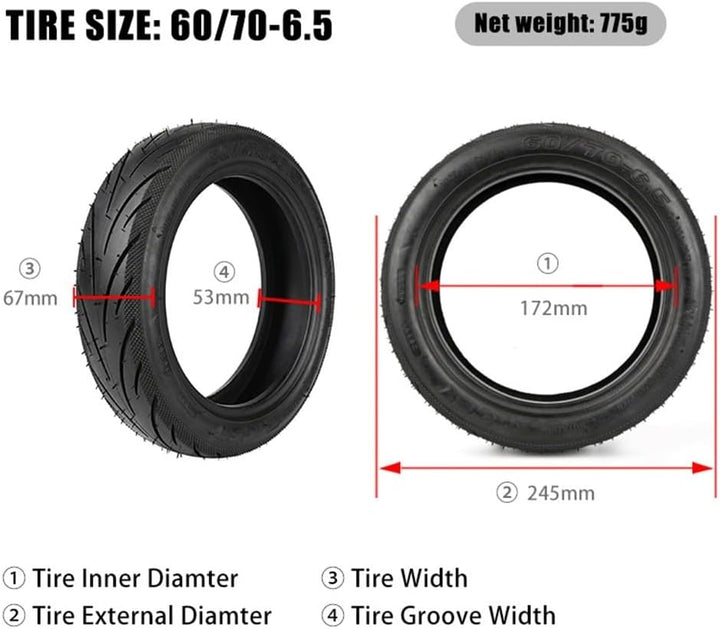 CST Schlauchlosreifen 60/70-6.5 Selbstheilender Reifen 60/70-6.5 Schlauchlosreifen Schwarzer Gummire