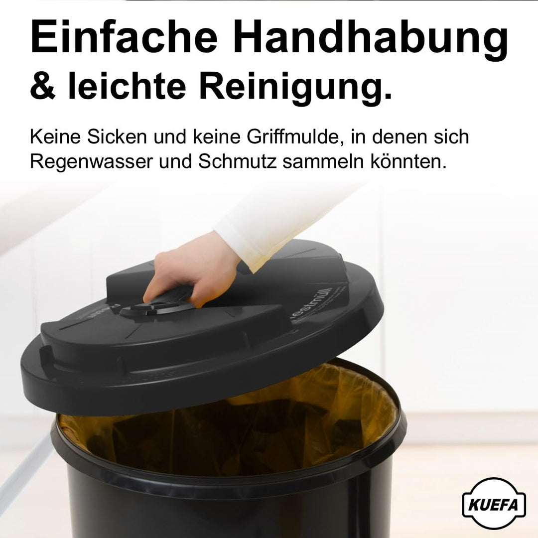 KUEFA BSC LA 60L Mülleimer, Müllsackständer, Gelber Sack Ständer, inkl. Klemm-Ring und Laserbeschrif