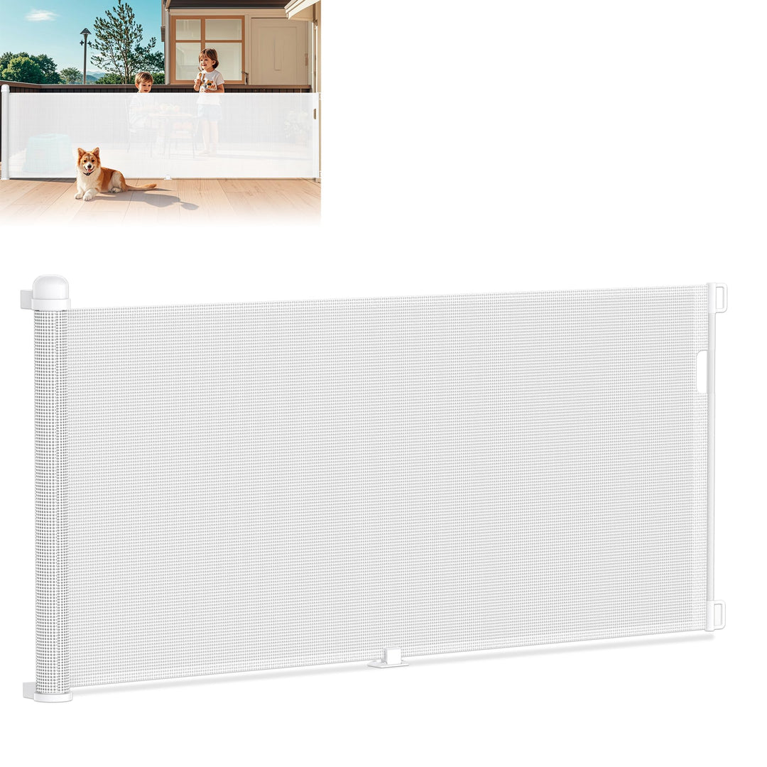 XMTECH Türschutzgitter Ausziehbar Treppenschutzgitter 0-300cm Weiss Einziehbares Treppenschutzrollo,