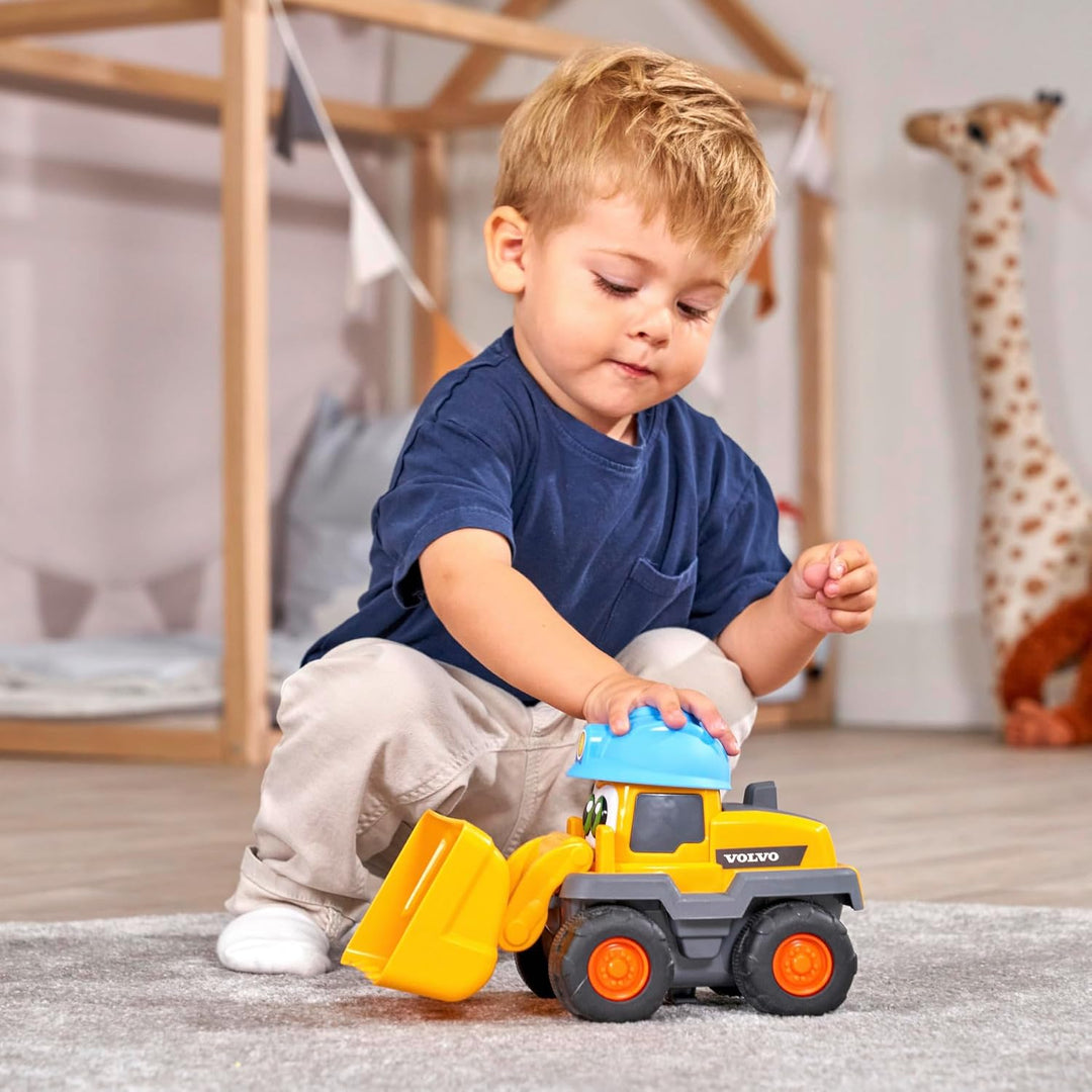 ABC - Baustellenfahrzeug Lucy Loader (25 cm) für Kinder ab 1 Jahr - grosser Volvo Radlader mit Bagge