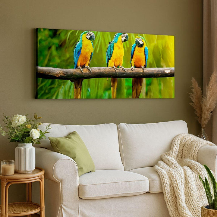Wandbilder Dekoration Wohnzimmer Papageien Collorful Natur Vögel Panorama Bilder auf Leinwand 120x50