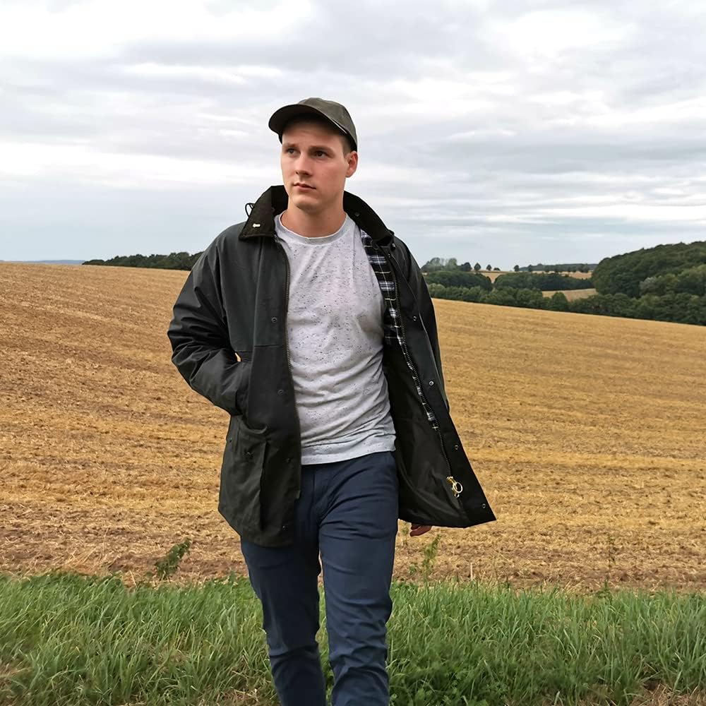 Romneys Original englische Wachsjacke Country - Robuste Wind- und wasserdichte Regenjacke inklusive
