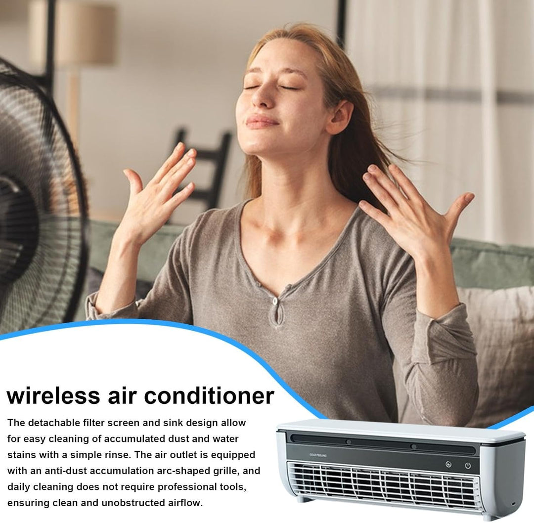 Wandmontierter Klimaanlagenventilator, Kabelloser USB-wiederaufladbarer Luftkühler mit 3 Geschwindig