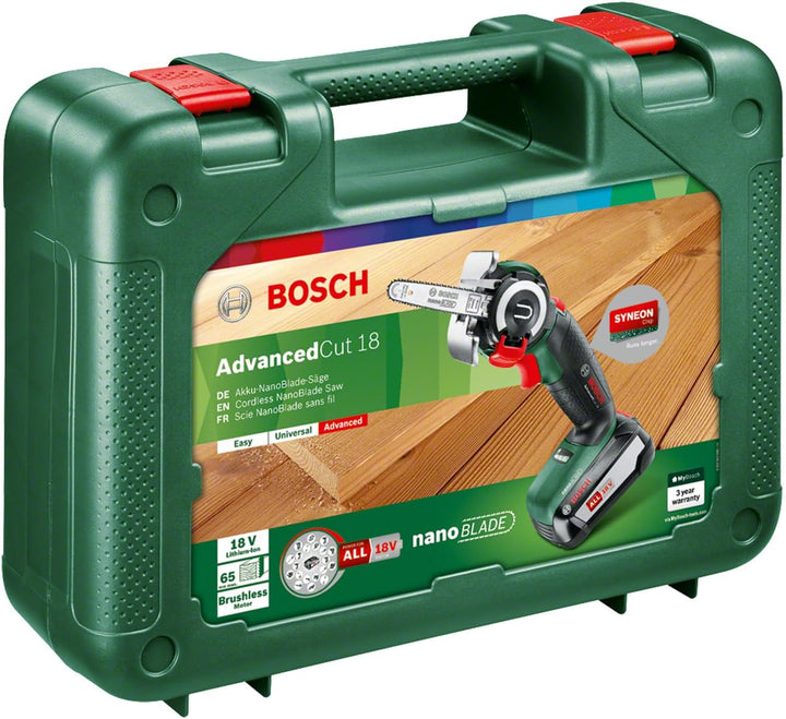 Bosch Home and Garden Akku-NanoBlade-Säge AdvancedCut 18 (Farbe: Schwarz, Grün, Rot, Silber, 1x Akku