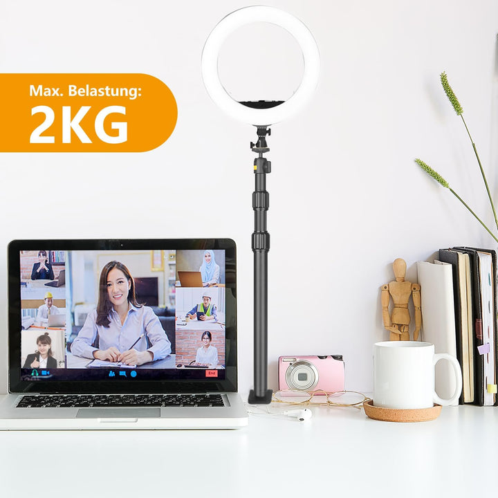 JEBUTU TL253 Kamera Tischstativ Lichtstativ, 43.5-102cm verstellbares Tablet Halterung mit 360ﾟKugel