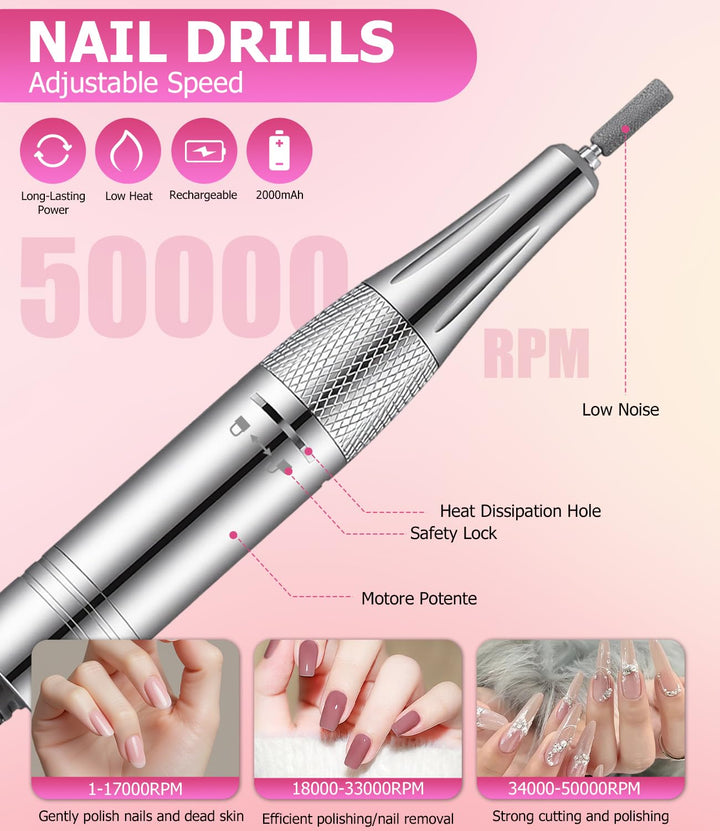 Bixury Nagelfräser Fräser Nägel Maniküre Set Elektrische Nagelfeile 35000 U/min Nagelfeile Fräser Au