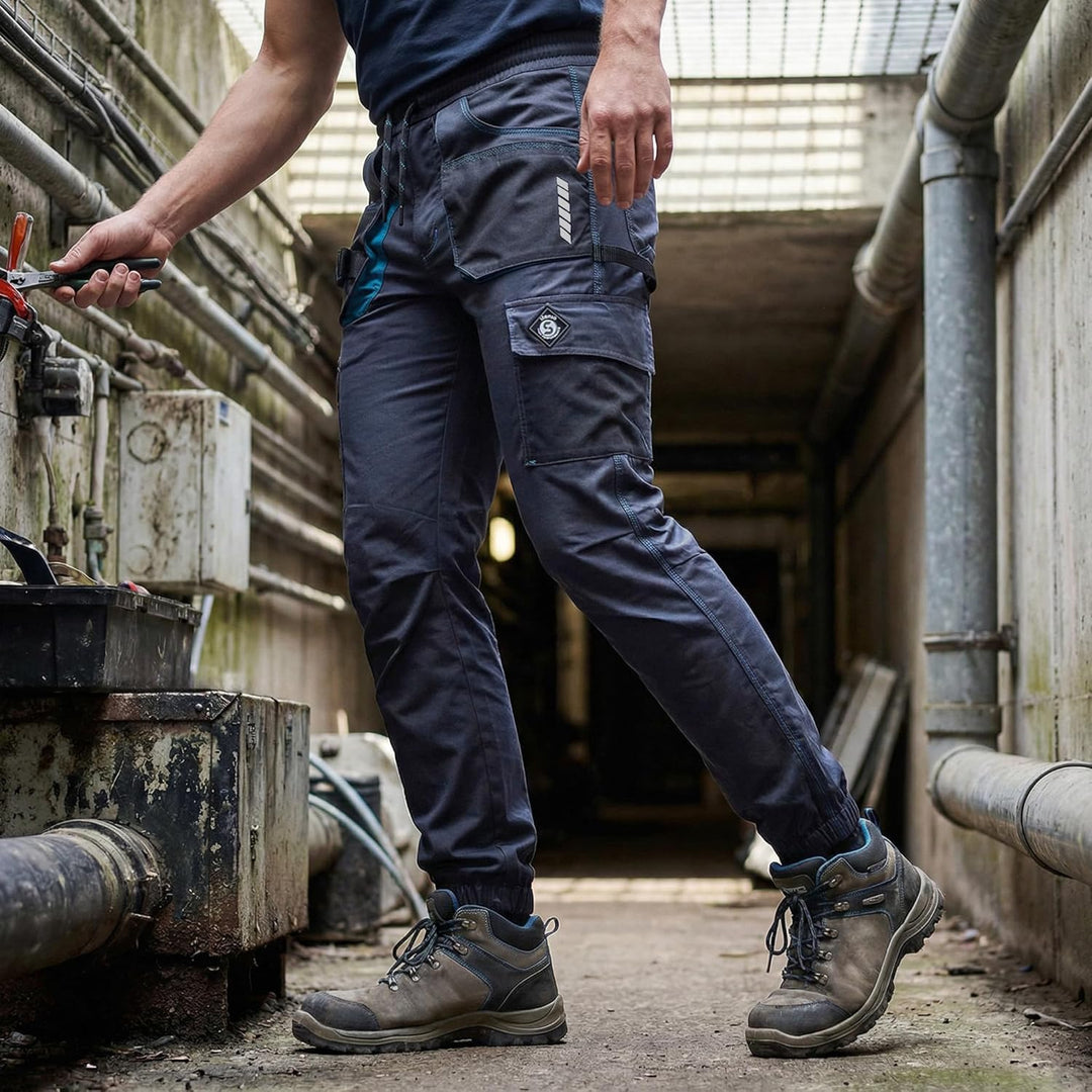 DINOZAVR Revolt Sport Herren Hose - Herren Arbeitshose - elastische Männer Bundhose mit Multifunktio