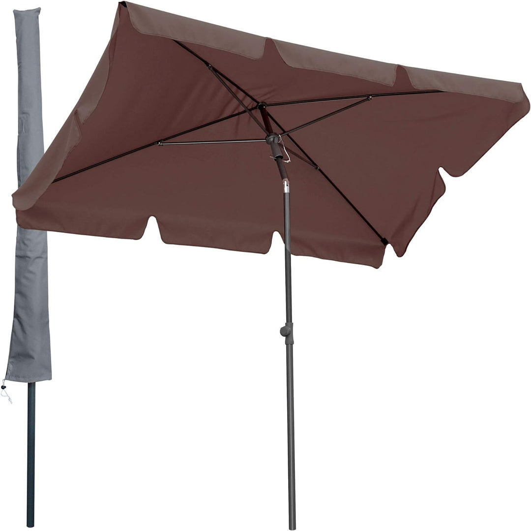 QUICK STAR Balkon Sonnenschirm 200x125cm Balkonschirm Rechteckig Knickbar Taupe Gartenschirm UV 50 m