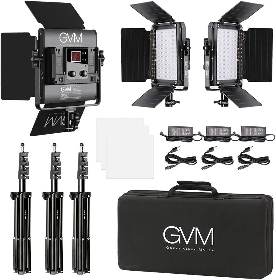 GVM LED Videoleuchte mit Stativ, APP-Steuerung 800D RGB Videolicht Dauerlicht LED Streaming licht, L