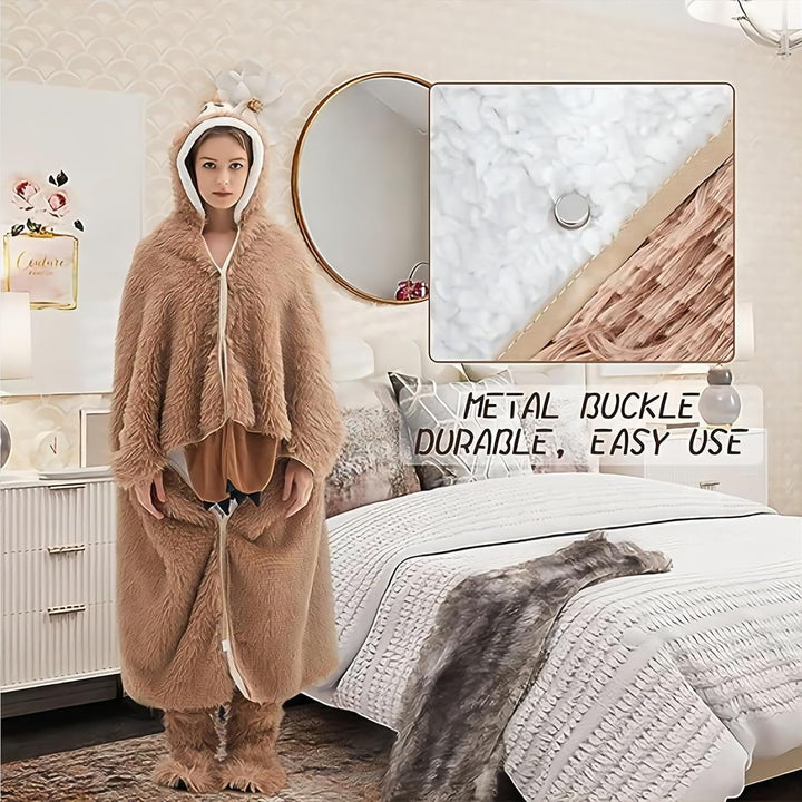 Faultier Decke mit Ärmeln und Hüttenschuhe - Geschenke für Frauen, Kuscheldecke mit ärmeln Faultier