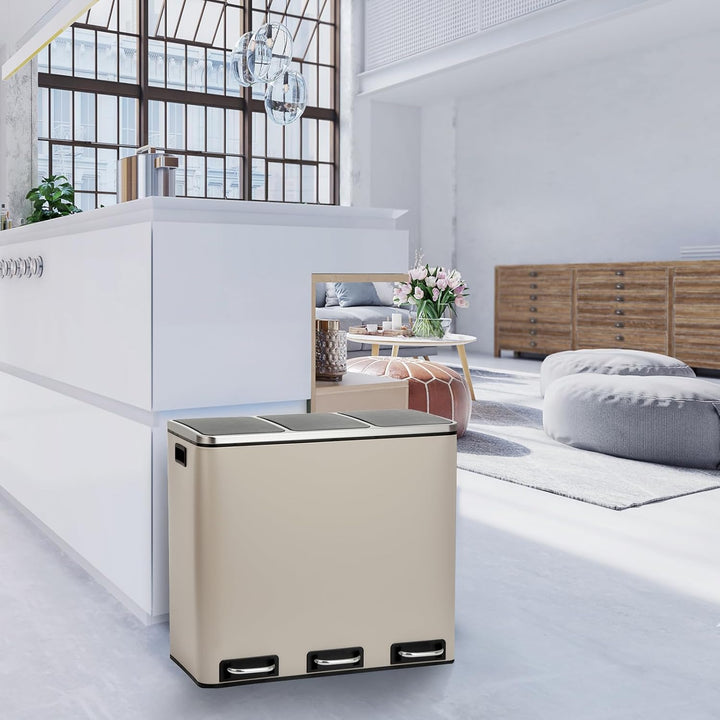 SVITA TM3X18 Mülleimer mit 3 Fächern Papierkorb 54L Treteimer Abfalleimer Recycling Mülltrennung 3 x