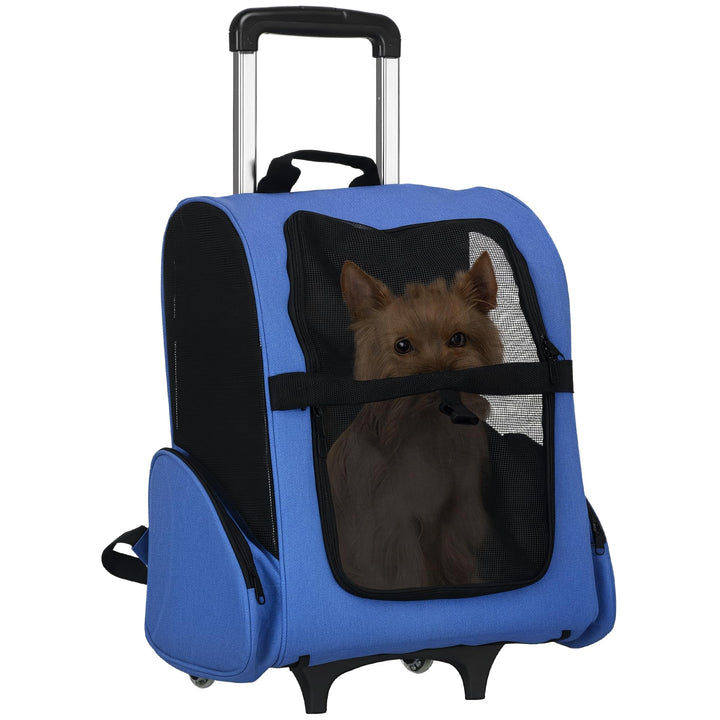 PawHut Transporttasche mit Rollen für Hunde, 2 in 1, Trolley, Rucksack für Hunde und Katzen, mit Tel