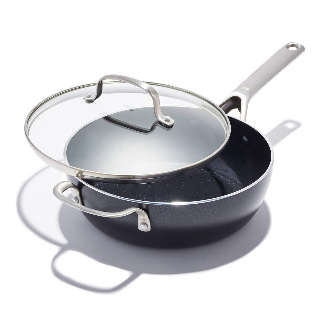 OXO Agility 3QT Kochtopf mit Glasdeckel, Keramik-Antihaft-Kochgeschirr, PFAS-frei, induktionsgeeigne