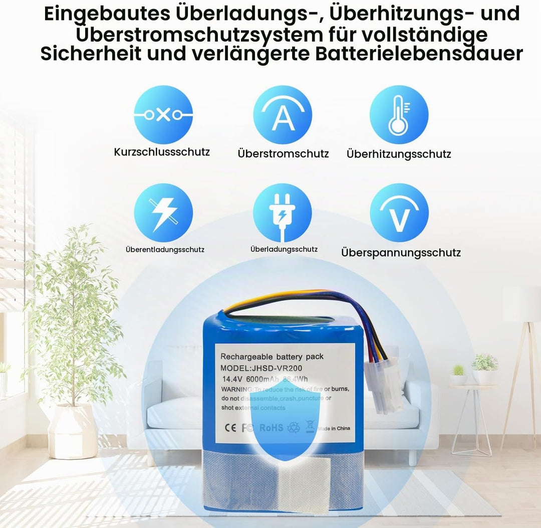 METACUCU 6000mAh Akku kompatibel mit Vorwerk Kobold VR200 Staubsauger Home Cleaner Heimroboter