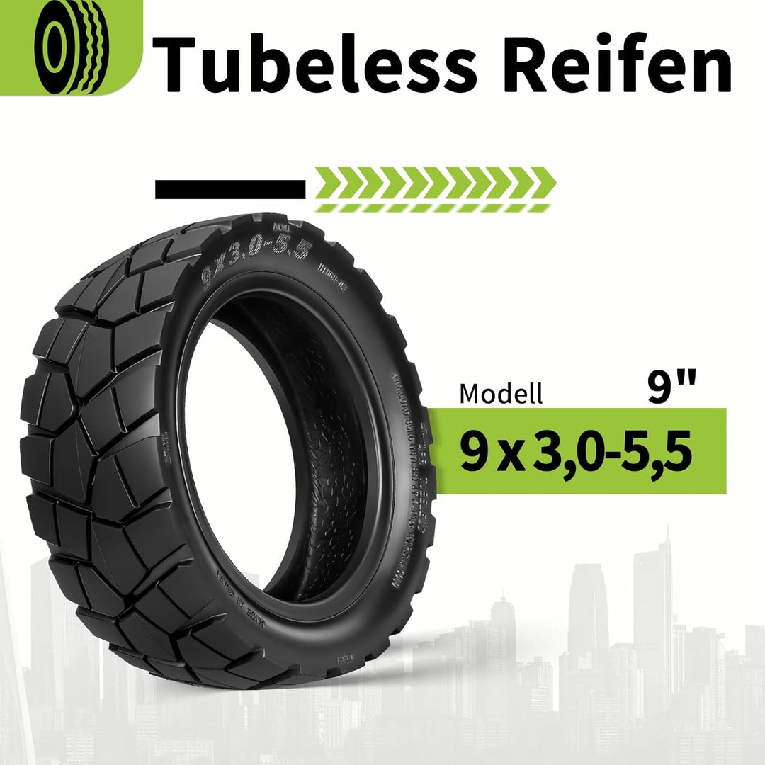 9x3,0-5,5 Tubeless Reifen für Kukirin G2 Pro (Neu) Elektroroller 9 Zoll Ersatzreifen Schlauchlose Va