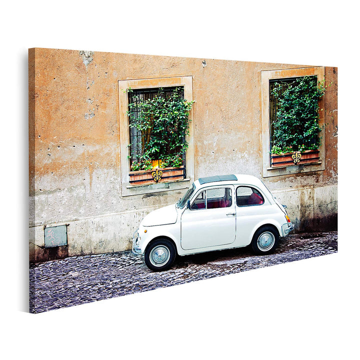 islandburner Bild auf Leinwand Fiat 500 Geparkt In Rom Italien Bilder Wandbilder Poster Leinwand 80x