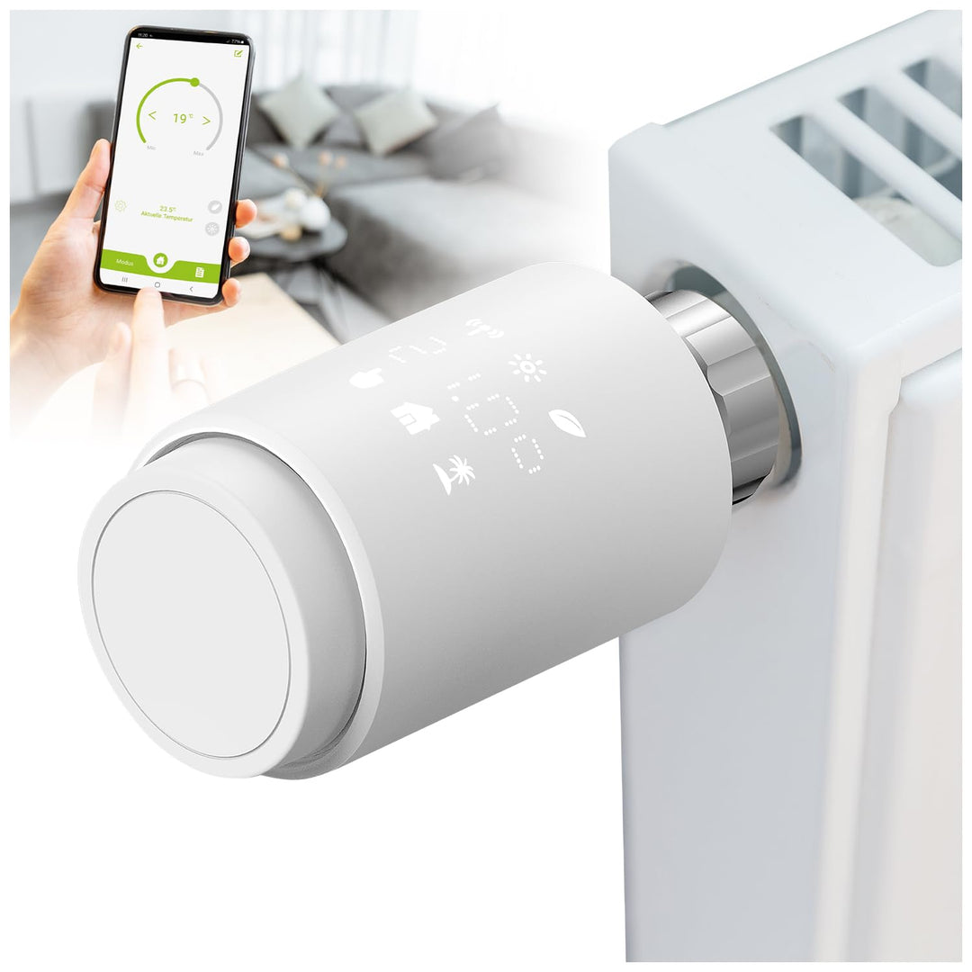 Olympia HT-02Y Smart Thermostat WiFi | Heizkörperthermostat Smart mit Tuya-App, Alexa & Google | Ein