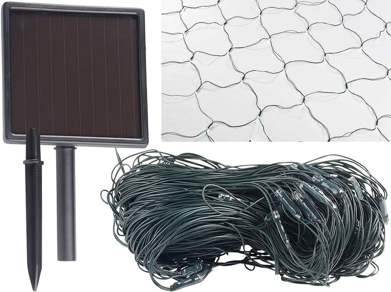 Lunartec LED Netz: Solar-LED-Lichternetz, 198 LEDs, kaltweiss, 3 x 3 m, IP44 (Lichternetz Outdoor)