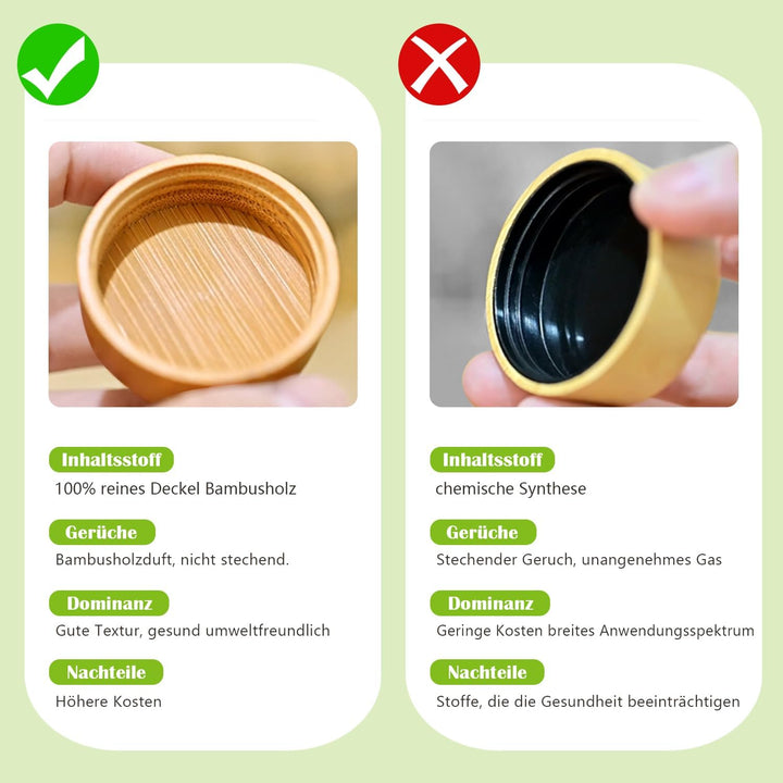 SAEIV Umweltfreundlicher Bamboo-Deckel Gewürzgläser Eckig -Set | 24Gewürzdosen Mit 120 Gewürzetikett