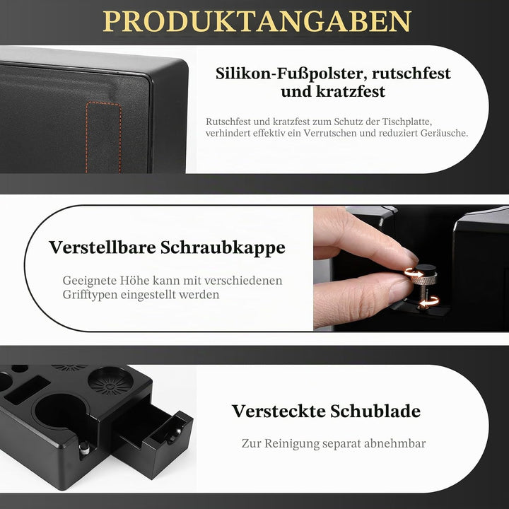 OurLeeme Tamper Station für Barista, 51-58 mm Kaffee Tamper Station aus ABS Kaffeefilter Tamper Halt