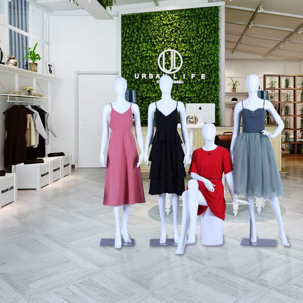 CH+39 sitzend Frau Schaufensterpuppe weiss matt lackiert hochwertig Egghead mit Metallplatte Frau We