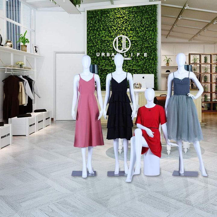 CH+39 sitzend Frau Schaufensterpuppe weiss matt lackiert hochwertig Egghead mit Metallplatte Frau We