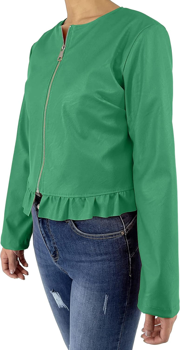 JOPHY & CO. Kurze Damenjacke aus Kunstleder (Artikelnummer: 6716), XS Grün