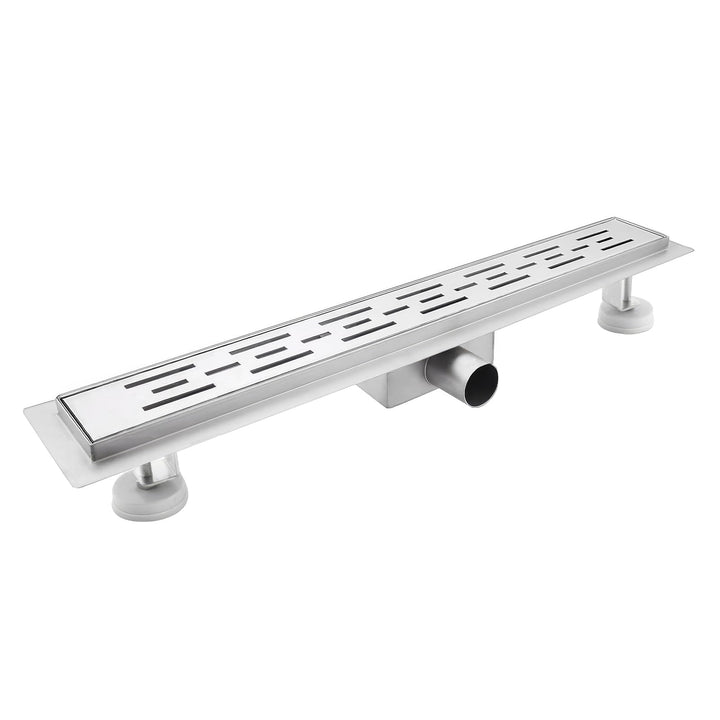 Duschrinne 60 cm, Strips Duschrinne extra flach, Edelstahl Bodenablauf Komplettset mit Siphon Haarsi