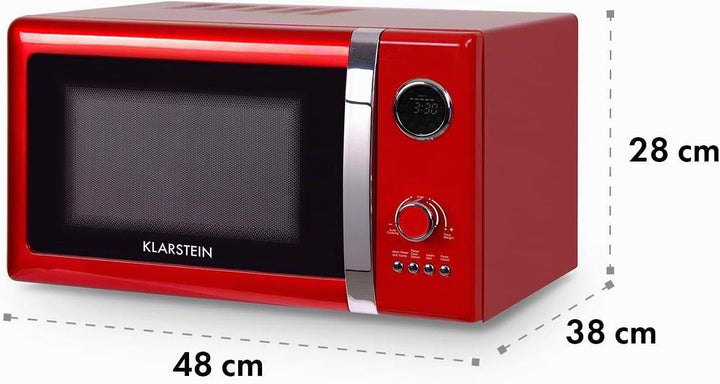 Klarstein Fine Dinesty 2-in-1 Mikrowelle - Retro Mikrowellenofen mit Grill, Metall-Gehäuse, 23L Garr