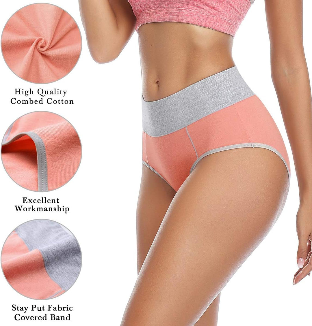 wirarpa Unterhosen Damen Hohe Taille Baumwolle Unterwäsche Taillenslip Frauen Slips Mehrpack L Mehrf